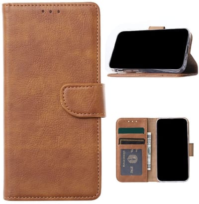 Bookcase Telefoonhoesje Geschikt voor iPhone 16 - Hoesje - Ruimte voor 3 pasjes - Magneetlipje - Portemonnee - FuturiQ - Lichtbruin