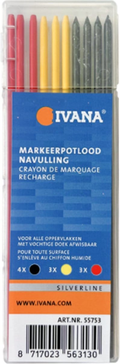 Ivana Markeerpotlood - Navulling - Grafiet/Geel/Rood - 10 Stuks