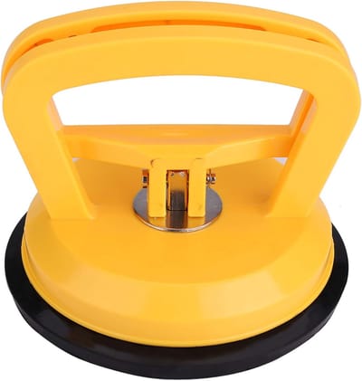 Zuignap Glaslifter - Tegellifter Trekker - Glas Verplaatsen - Hefvermogen 50kg - 12cm Diameter - Geel