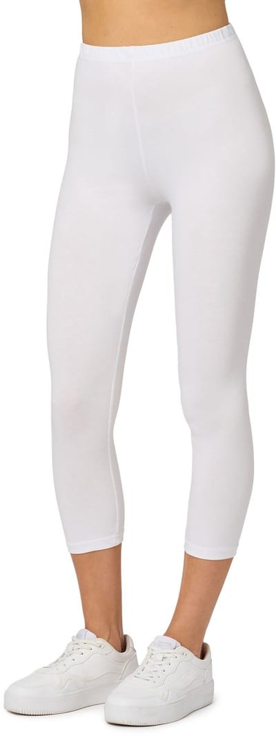 Merry Style MS-MS10-199-LE Dames Capri Leggings - Sport - Vrijetijdsbroek - 3/4 Lengte - Katoen - Sporbroek - Yogabroek - Wit - S