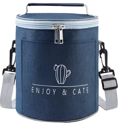 CarryQuest® - Geïsoleerde Koeltas - Lunchtas - Ronde Lunchtas - Isolerend Oxford Doek + Aluminiumfolie - Waterbestendig & Krasbestendig - Koeler Lunchbox - Blauw