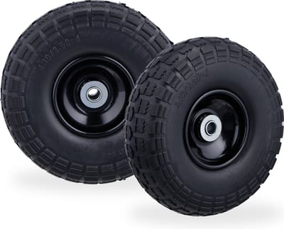 2x steekwagenwiel 4.1/3.5-4'' - tot 150 kg - 260x85mm - massief rubber - zwart
