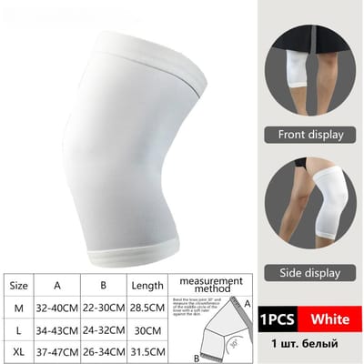 1 Stuk Compressie Knie Ondersteuning Sleeve Beschermer Elastische Knieschijfbrace Gym Sporten Basketbal Volleybal Hardlopen M wit