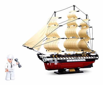 Sluban ModelBricks USS Constitution Frigate zeilschip bouwset boot modelbouw bouwpakket voor kinderen & volwassenen vanaf 12 jaar - Bouwdoos met 1118 bouwstenen M38-B0836