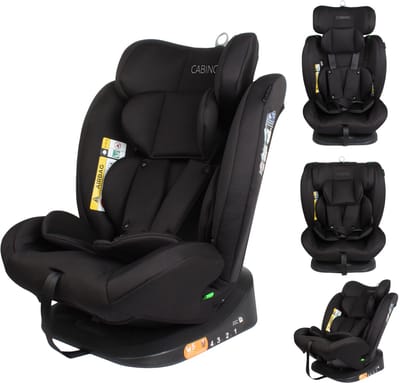 Cabino Solero Autostoel i-Size – Groep 0/1/2/3 – 40 tot 150 cm – Gordelbevestiging - Met Zitverkleiner – Zwart Plus