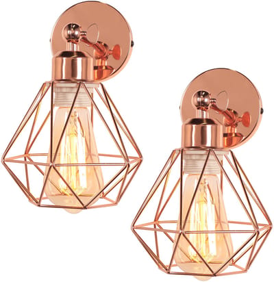 2 Stuks Wandlamp Industrieel Verstelbaar Vintage Wandverlichting voor Woonkamer Slaapkamer Gang Roze