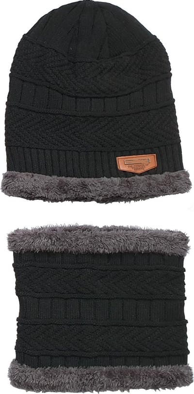 Muts met Sjaal - Muts - Beanie - Unisex - One size - Zwart