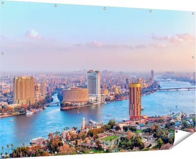 Gards Tuinposter De Nijl Rivier in Cairo, Egypte - 180x120 cm - Tuindoek - Tuindecoratie - Wanddecoratie buiten - Tuinschilderij