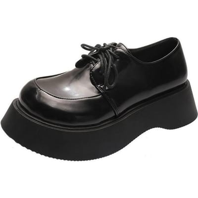 Dames Britse Lederen Schoenen Dikke Zool Dames Vetersluiting Mode Meisjes Mary Janes Schoenen Zacht Leer Herfst & Winter Platformschoen 38