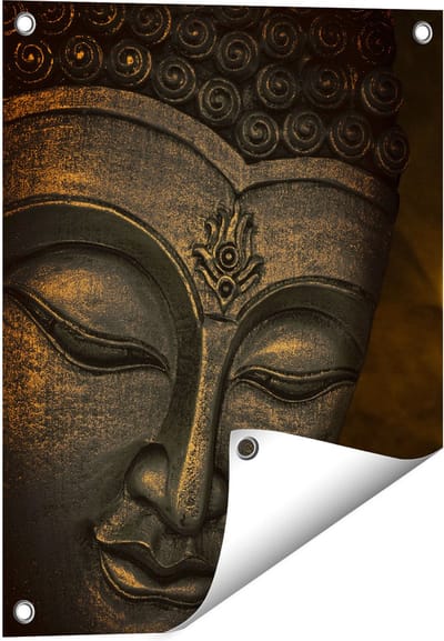 Gards Tuinposter Boeddha Beeld met Wierook - 40x50 cm - Tuindoek - Tuindecoratie - Wanddecoratie buiten - Tuinschilderij