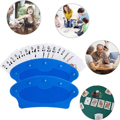 Set van twee speelkaartenhouders, handsfree, waaiervormig ontwerp - Blauw