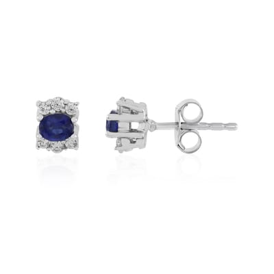 Cavill - 925 Sterling Zilver & Rhodium Oorbellen met Nepal Kyaniet 0,42 Ct & Rond Zirkonia 0,23 Ct - Moderne Elegante Ovale Edelsteen Dames Sieraden
