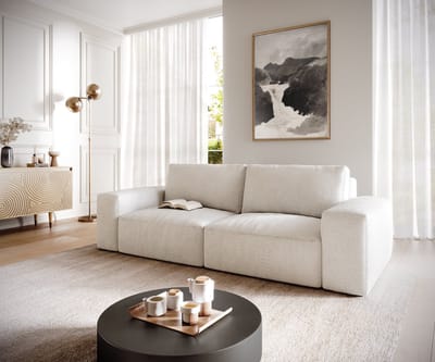 Big-sofa Lanzo bouclé crème-wit 230x95 cm