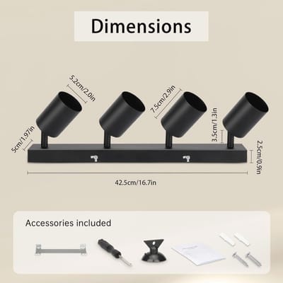 Draaibare LED Plafondspot met 4 Lichtpunten voor Woonkamer, Slaapkamer en Keuken