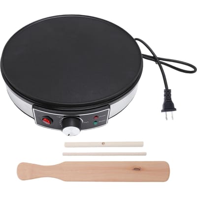 Elektrische Bakplaat Crêpemaker 11,8 Inch LED-indicatoren Regelbare Temperatuur Anti-aanbak L gray