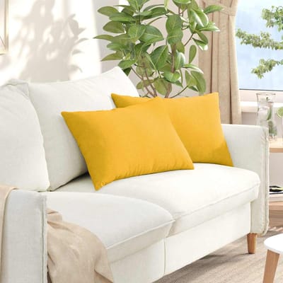 vidaXL - Zitkussens - 2 - pcs - Licht - Geel - 60 - x - 40 - cm - Corduroy - stof