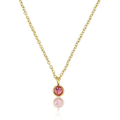 My Bendel - Goudkleurige Ketting met Roze Zirkonia Steentje - Goudkleurige Ketting met Roze Zirkonia Steentje - Verkleurt Niet - met Luxe Cadeauverpakking | Sieraden Voor Dames