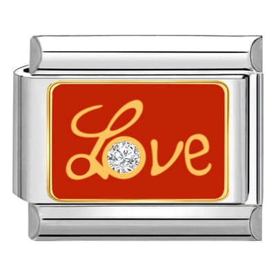 Quiges - Schakel - Bedel - 9mm - charms - Liefde - Geschikt voor - armband - Schakelarmband - italy bedels armband
