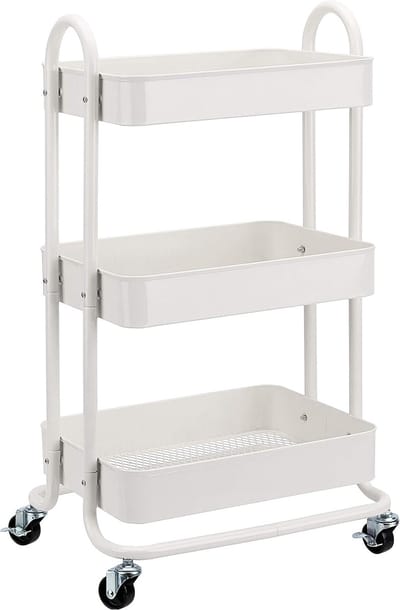 3-Laags Rollende Gereedschapswagen / Keukenwagen met Wielen – Wit