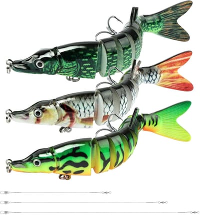 SnelShoppen - Vicloon Kunstaas Set 3 Stuks, Wobbler Snoek, Dobbler Snoekset, Jerkbait, Vis Aas voor Zoet en Zout Water, Hobby- en Professionele Visser
