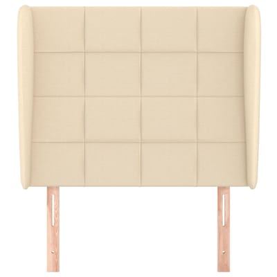 vidaXL - Hoofdbord - met - randen - 103x23x118/128 - cm - stof - crèmekleurig