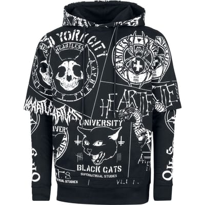 Heartless - Gothic Trui met capuchon - Mannen Dark Academia Hoodie - S tot 4XL - voor Mannen - zwart
