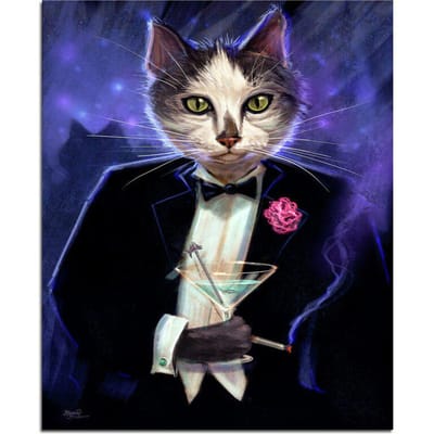 Coole kat in zwarte jas 5D DIY diamant schilderij dier volledige ronde diamant borduurwerk 20X30CM black