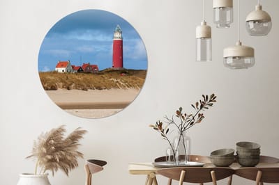 WallCircle - Wandcirkel - Muurcirkel - Vuurtoren in Nederland - Aluminium - Dibond - 140x140 cm - Binnen en Buiten