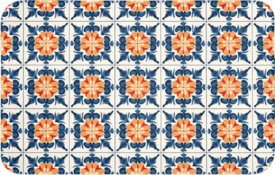 Badmat 80x50 cm - Antislip - Traditioneel - Tegel - Oranje - Badmatten voor badkamer - Badkamermat - Douchemat - Badkamer mat