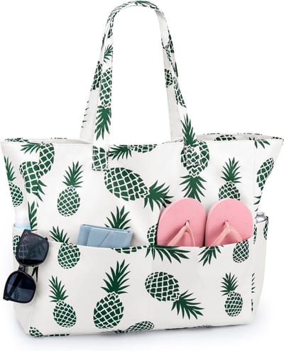 longziming - Grote Opvouwbare Strand-En Reistas - 46*38*12 CM - Waterdichte Strandtas Met Rits En Vakken - Multifunctionele Familietas Voor Vakantie En Strand - zwembadtas - Zomerreizen - 1 Stuk