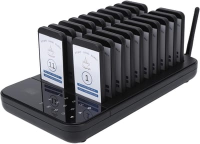 Draadloos Pager Systeem - Wachtrij Systeem Oproep Systeem - Klantenservice Verbeteren - Aanraakbediening - 20 Piepers - Zwart