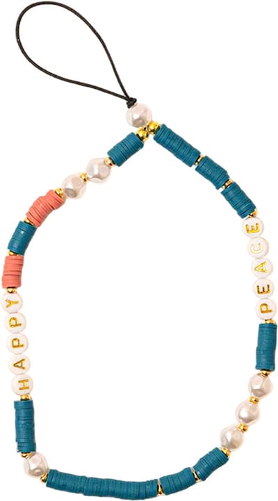 Bigben Connected, Afneembare Polsband voor Universele Smartphone met PEACE en HAPPY Patroon, Blauw