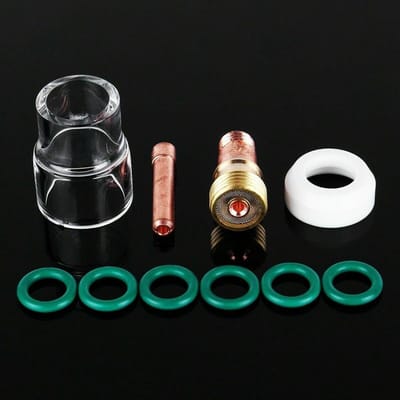 10 Delige Stubby Gas Lens Set voor TIG Lastoortsen WP-17/18/26 met Glascup
