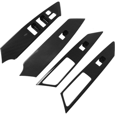 4 stuks Deur Armleuning Raamschakelaar Sierlijst Koolstofvezel Stijl Vervanging voor Mitsubishi Pajero Montero Shogun Sport 19‑21 black