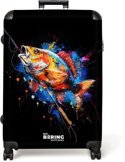 NoBoringSuitcases.com® - Koffer groot - Reiskoffer lichtgewicht - Sportvissen met graffiti - Rolkoffer met 4 wielen - Grote trolley XL - 98 liter bagage