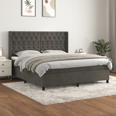 vidaXL - Boxspring - met - matras - fluweel - donkergrijs - 160x200 - cm