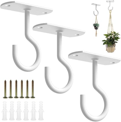 Plafondhaken voor Hangende Planten - 3-Pack Metalen Wand- en Plafondbeugels voor Binnen & Buiten