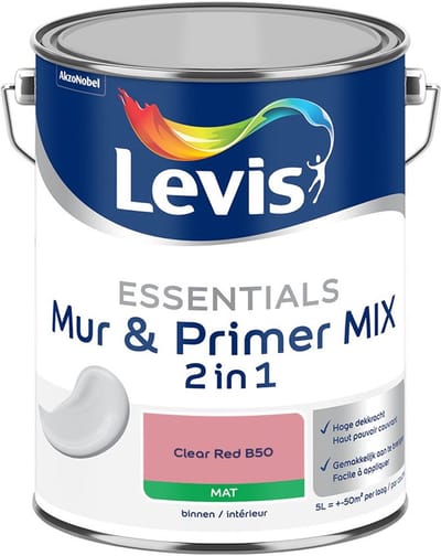 Levis - Essentials Mur & Primer Mix - Clear Red B50 - Mengverf - 5 L
