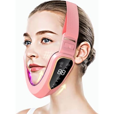 KBT Gezicht Led Lichttherapie Apparaten Photon Bandage Microstromen Afslanken Band Verwijderen Dubbele Kinlift V-vorm Wang Lifting apparaat roze