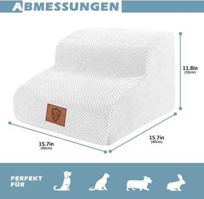 Waterdichte huisdiertrap voor kleine honden, 2 treden, hondentrap, kattentrap, draagbaar, afneembaar, hondenlamp van spons met hoge dichtheid voor bank, bedden, wasbaar, verzenden 1 pluisrol