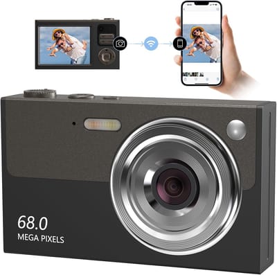 Digitale camera - 4K-kindercamera - 16x zoom, point-and-shoot digitale camera met 32 ​​GB-kaart, draagbare kleine camera met autofocus voor kinderen, tieners en beginners - zwart