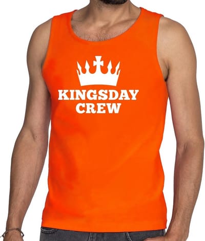 Oranje Kingsday crew tanktop / mouwloos shirt - Singlet voor heren - Koningsdag kleding S