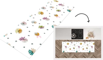 Keukenloper - Loper keuken - Bloemen - Regenboog - Flora - Pastel - Patronen - 150x50 cm - Keukenloper vinyl