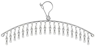 Kledinghangers - Met 20 stuks Clips - Droogrek - Kledingrek - Kleerhangers - Sokkenrek - Winddicht - Ruimtebesparend - RVS - Zilver - 46.5*10.5 CM - Voor Dagelijks gebruik thuis
