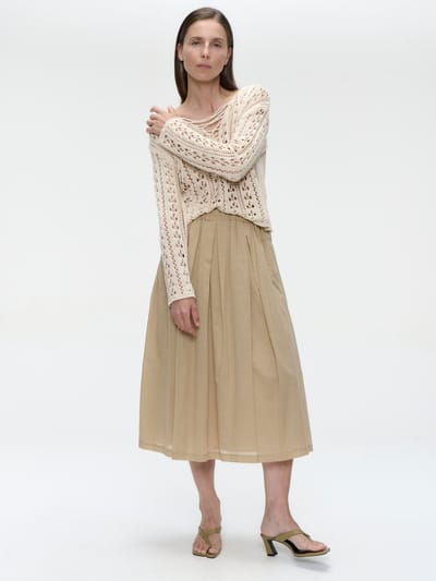 Alle voile cotton skirt | Beige - Beige / XXS