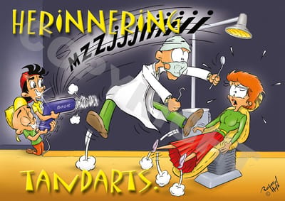 Oproepkaart - HERINNERING TANDARTS - Cartoon 'Boor' - 50 stuks