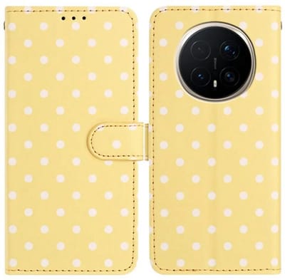 Hoesje Geschikt voor Honor Magic 8 Pro | Polka Dot Wallet Book Case | Portemonnee Hoesje | 3 Pasjes | Magneetsluiting | Stand Functie | Geel