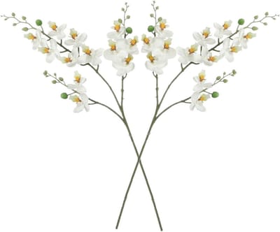Mica Decorations Kunstbloemen Orchidee tak - 2x - wit - 75 cm - Kunst zijdebloemen - siertakken - planten - bloemetjes
