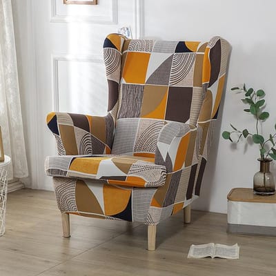 Geometrische Wingback Stoelhoes Stretch Spandex Fauteuilhoezen Scandinavische Afneembare Bankhoezen Met Zitkussen
