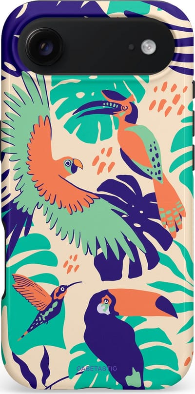 Casetastic hoesje geschikt voor Apple iPhone Air - MagSafe - Dubbellaagse bescherming - Tropische Vogels - Fashion Case - Turquoise Zand Mintgroen Terracotta